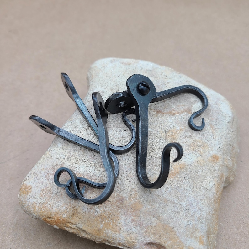 Hand Forged Horseshoe Nail Hooks - 5 Pack